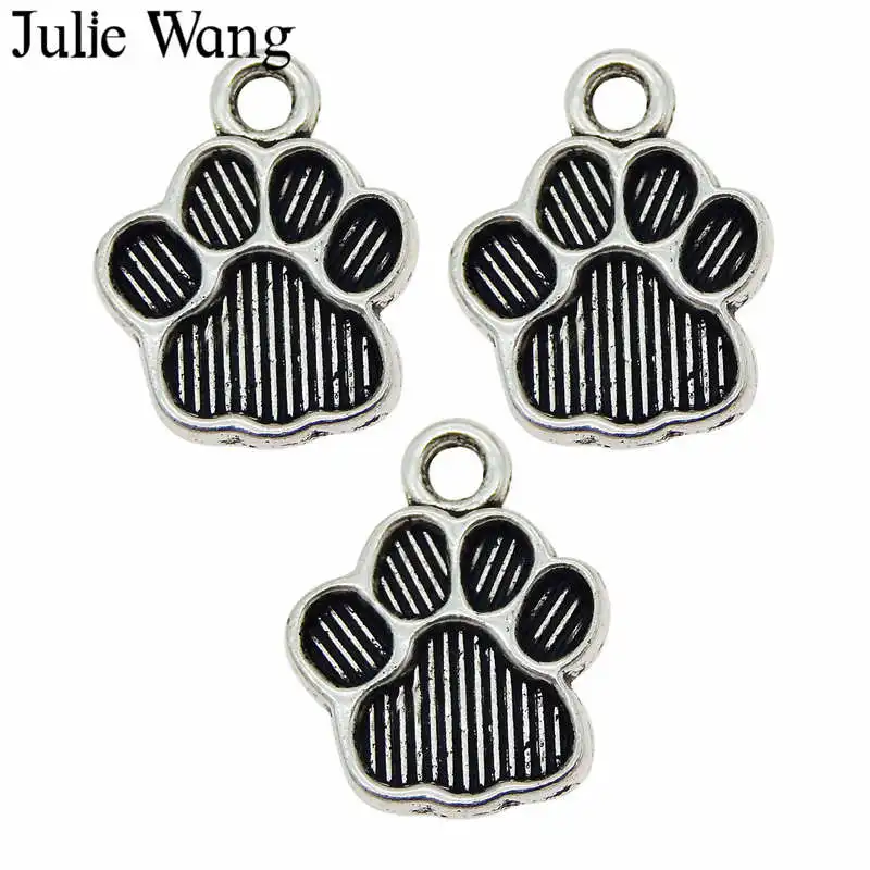 Julie Wang 50 шт. сплав Собака Кошка маленькая лапа шармы в форме следа ноги античный