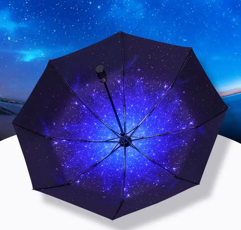 Полностью автоматический складной зонт от солнца черный пластиковый дождь
