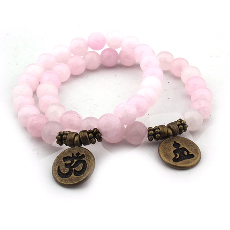 

Natural Horse Powder 8mm Single Bracelet Bronze Pendant Yoga Bracelet Manufacturer Direct Selling Handmade For Women