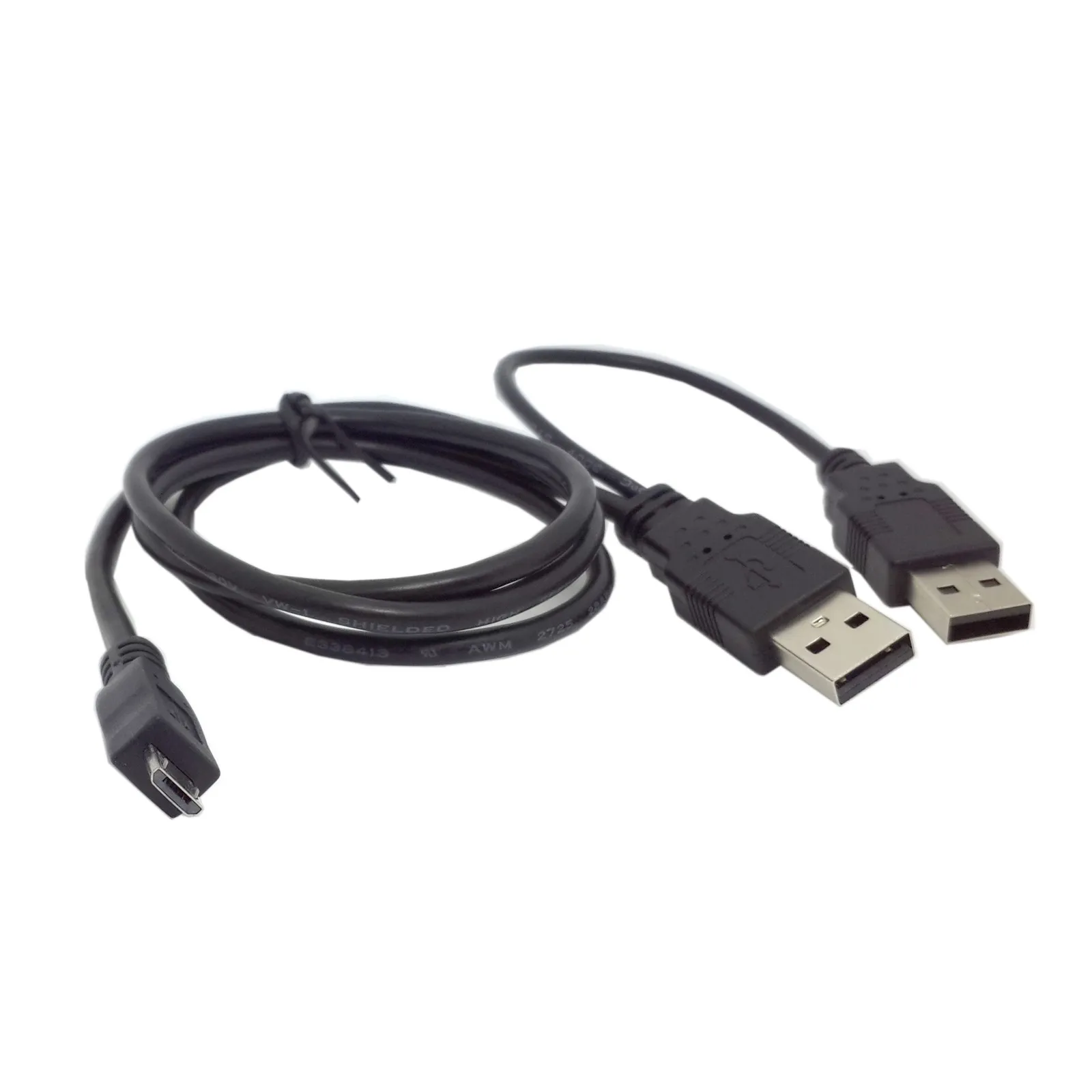 

CY Cable Micro USB 5pin to two USB A type Y Cable Cord For 2.5" Mobile Hard Disk Drive