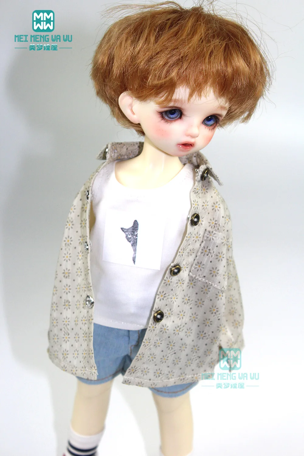BJD аксессуары для 27 см-30 см 1/6 BJD Кукла одежда модный принт рубашка жилет шорты