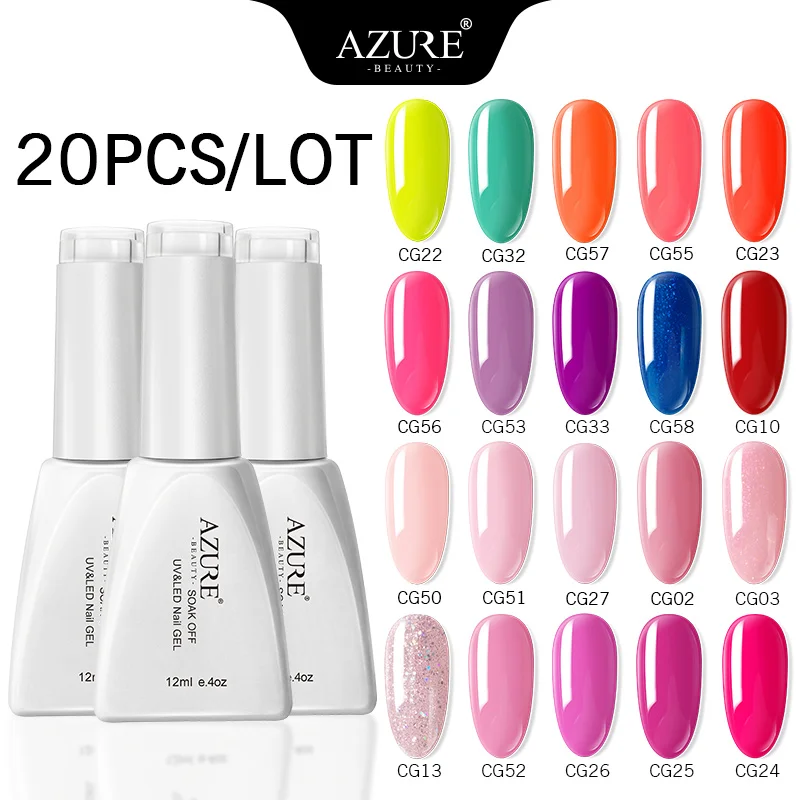 Гель лак для ногтей Azure Beauty 20 шт./лот удлиненный УФ маникюрный дизайна дизайн