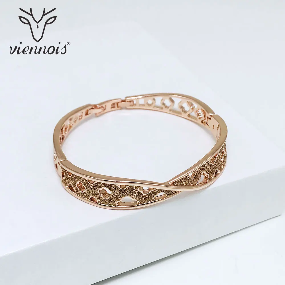 Viennois браслет и браслеты для женщин из розового золота/цвета золота блестящие матовые полые браслет трендовые Свадебные ювелирные изделия