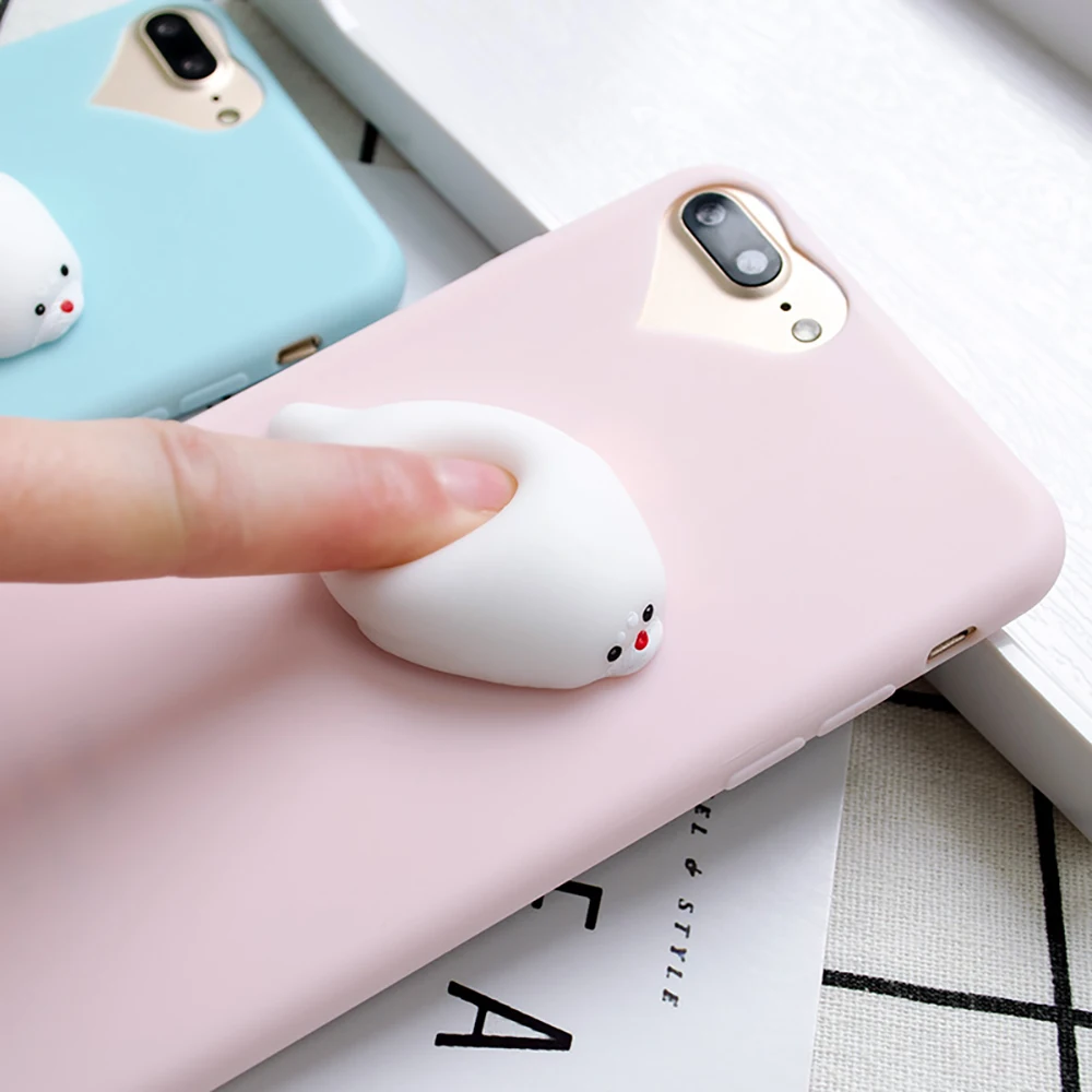 KISSCASE Cute 3D Squishy Doll Cass For iPhone 7 8 6 6S Plus 5 5S SE Cat Seal Phone Cover Silicon Accessories |