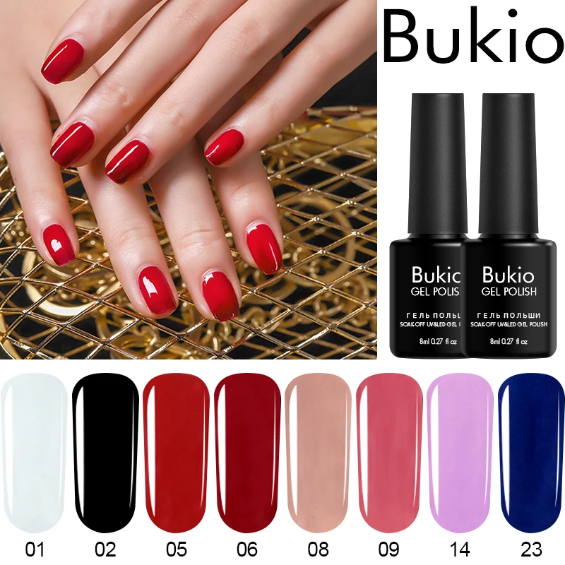 Bukio чистый цветной УФ набор гель лаков для ногтей полуперманентный отмачиваемый