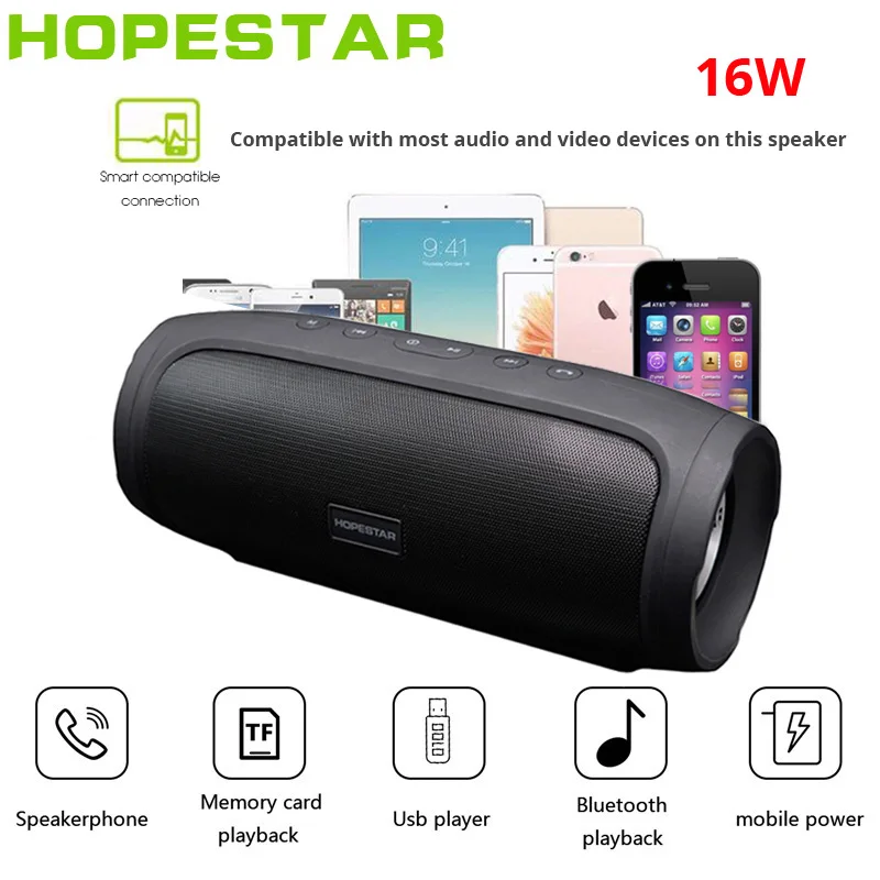 Hopestar h14 16 W Bluetooth Динамик Колонка сабвуфер для компьютера USB MP3 музыкальный плеер