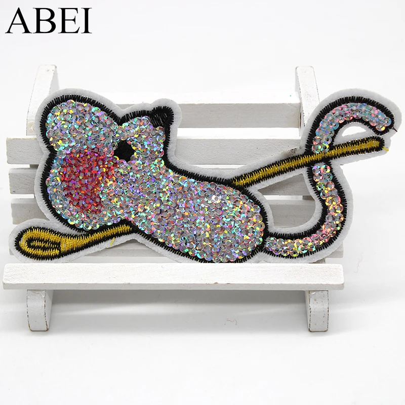 6 шт./компл. расшитые блестками нашивки с утюгом вышитая мультяшная мышь наклейки