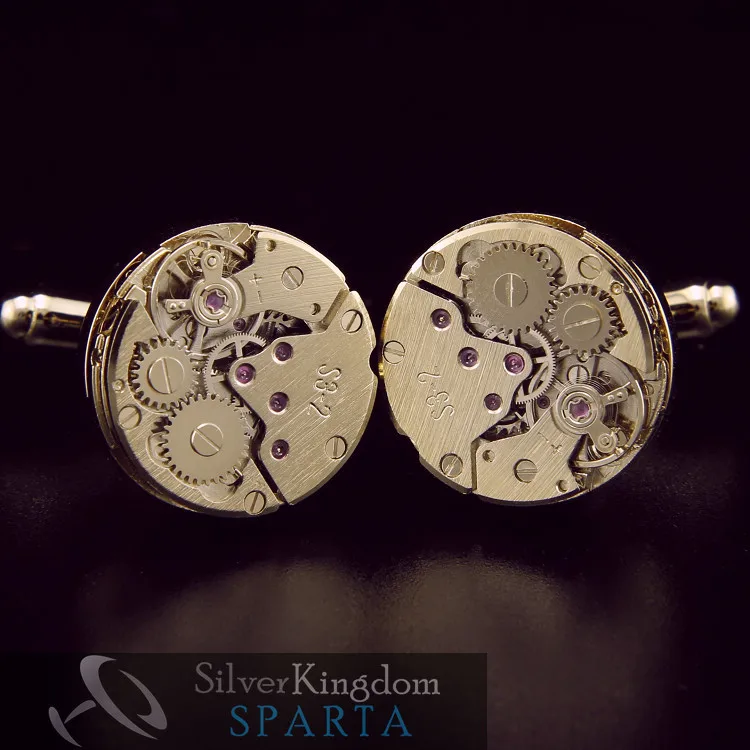 

SPARTA New Mechanical Watch Core cufflink men's + Free Shipping !!! metal buttons