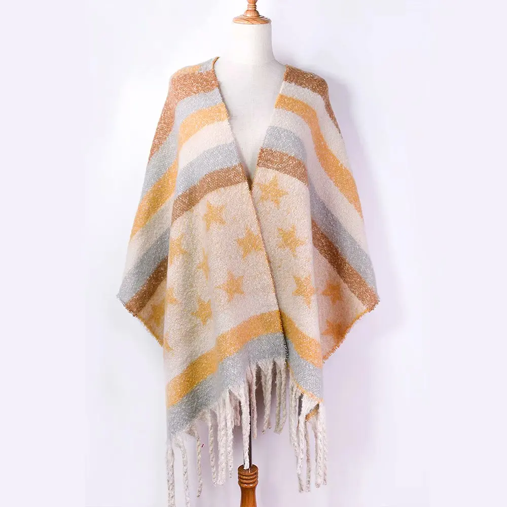 

Winter Scarf Women Muffler Long Shawls Wraps Warm Fashion Stars Stripes Keep Warm
