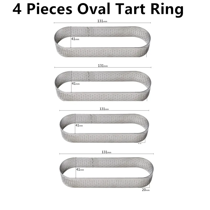 4PCS Oval Tart Ring SHENHONG, Новое поступление, Тарт, десертная сковорода, силиконовая форма для выпечки муссов, тартлет, форма для выпечки, инструмент для украшения выпечки - Цвет: 4PCS Oval Tart Ring