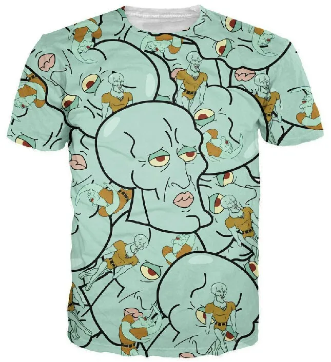 Футболка в стиле Харадзюку мультяшный красивый Сквидвард 3D с принтом