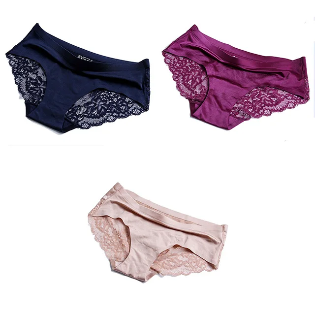 navy purple skin Женские трусики, кружевное женское нижнее белье, бесшовные трусики, сексуальные трусики, средняя посадка, шелковые трусы, хлопок, промежность, трусы, Прямая поставка - Цвет: navy purple skin