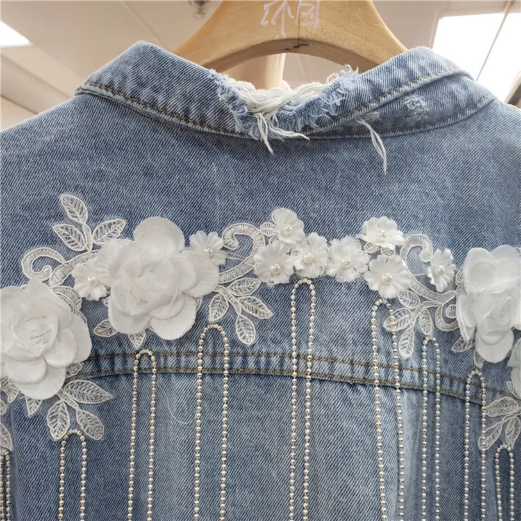 Женская короткая джинсовая куртка Повседневная Базовая из денима с крупными