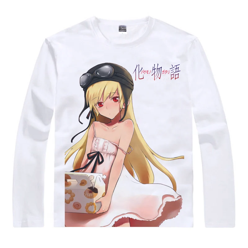 Рубашка Coolprint с аниме футболки Bakemonogatari Nisemonogatari Длинные рубашки Hitagi senjyogaхара Mayoi