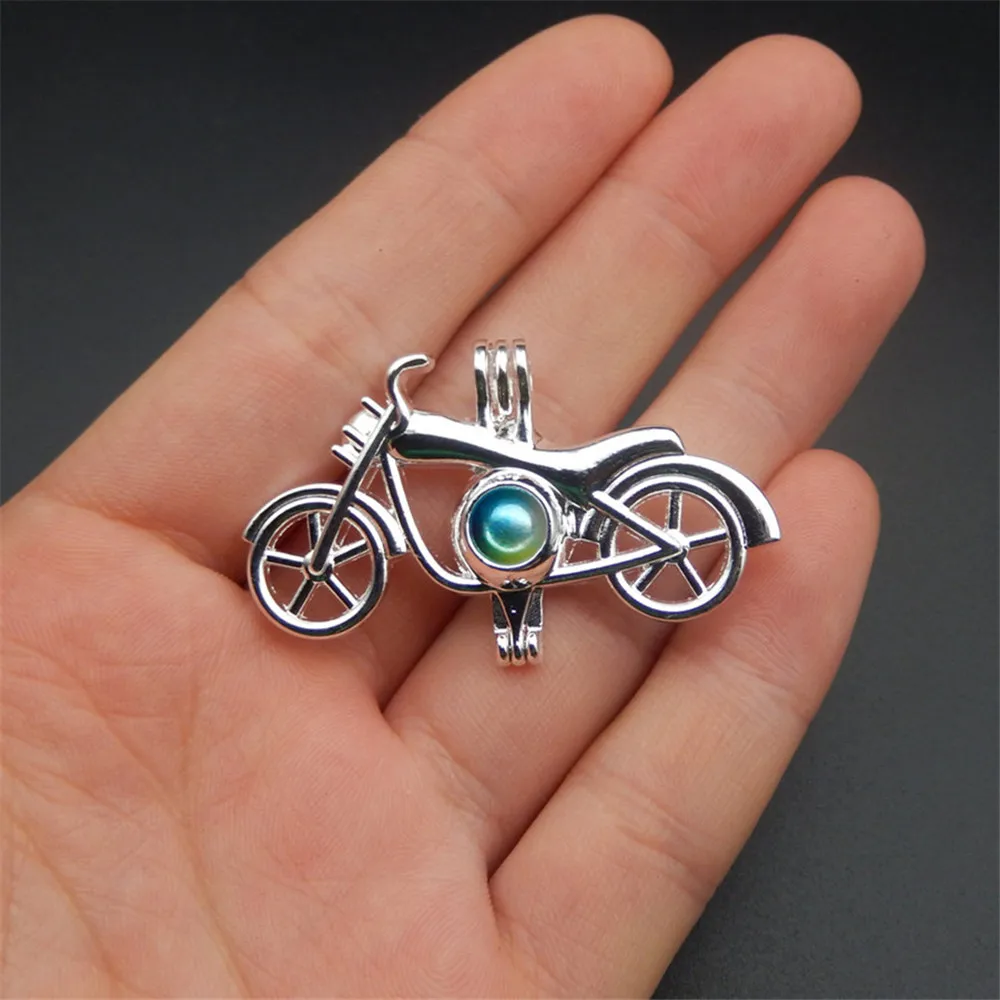 

10pcs bright silver bicycle pearl cage necklace pendant, aroma oil diffuser adds your own pearl to make it more attractive.