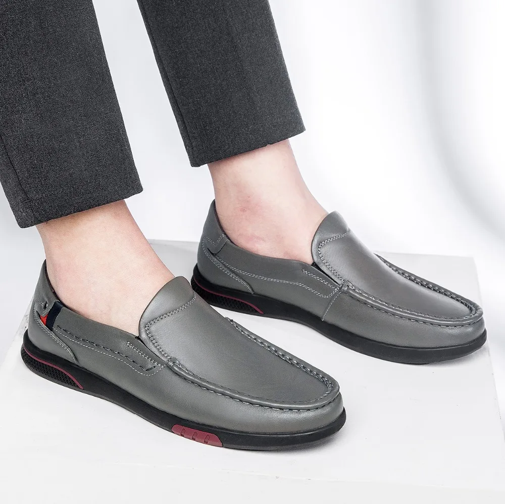 Brand Fashion Casual Leather Shoes Men Slip-On Breathable Loafers Hollow Out Genuine Hot Sale Big Size 36-46 | Обувь