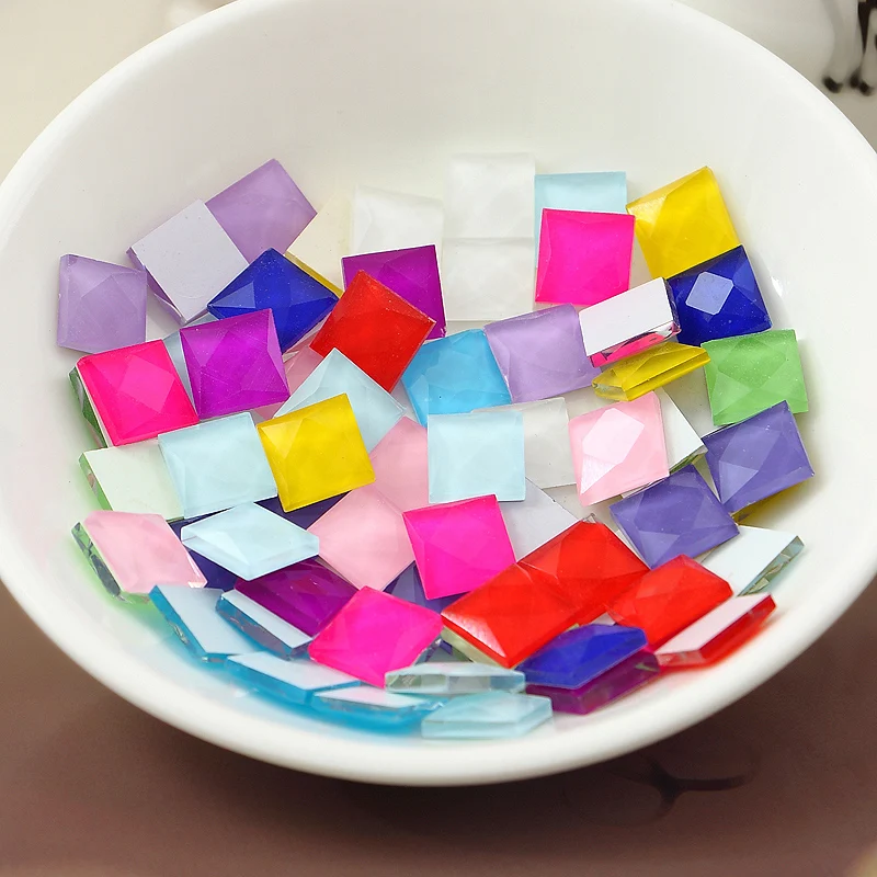 100 шт./лот опаловые цветные плоские квадратные стразы алмазные Швейные бусины для