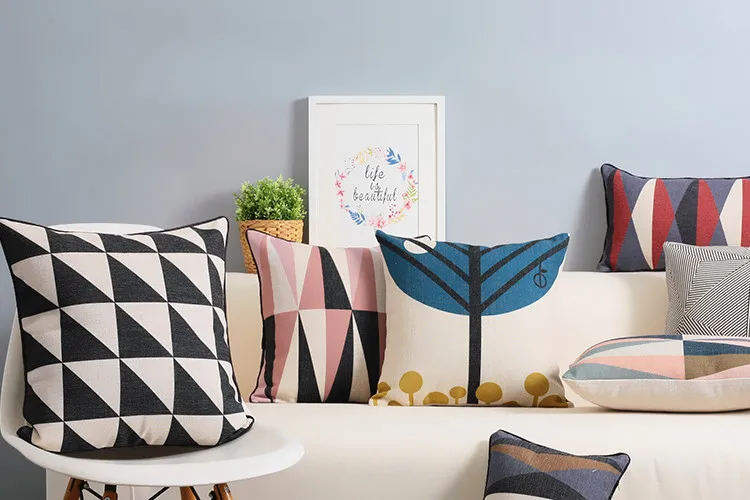 

Scandinavian Style Cushions Covers Home Decor Geometric Decorative Pillows Cases Black White Cushion Linen Pillowcase For Sofa