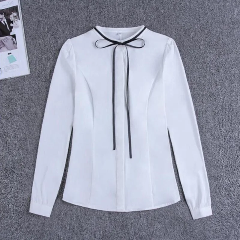 2017 New Summer Ladies Pure Chiffon Blouse Bow Neck Shirt Short Sleeve Tops Plus Size Blusas Femininas |