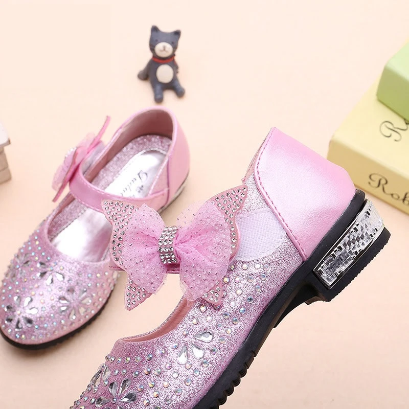 Милые туфли принцессы на плоской подошве со стразами для девочек мягкие вечерние