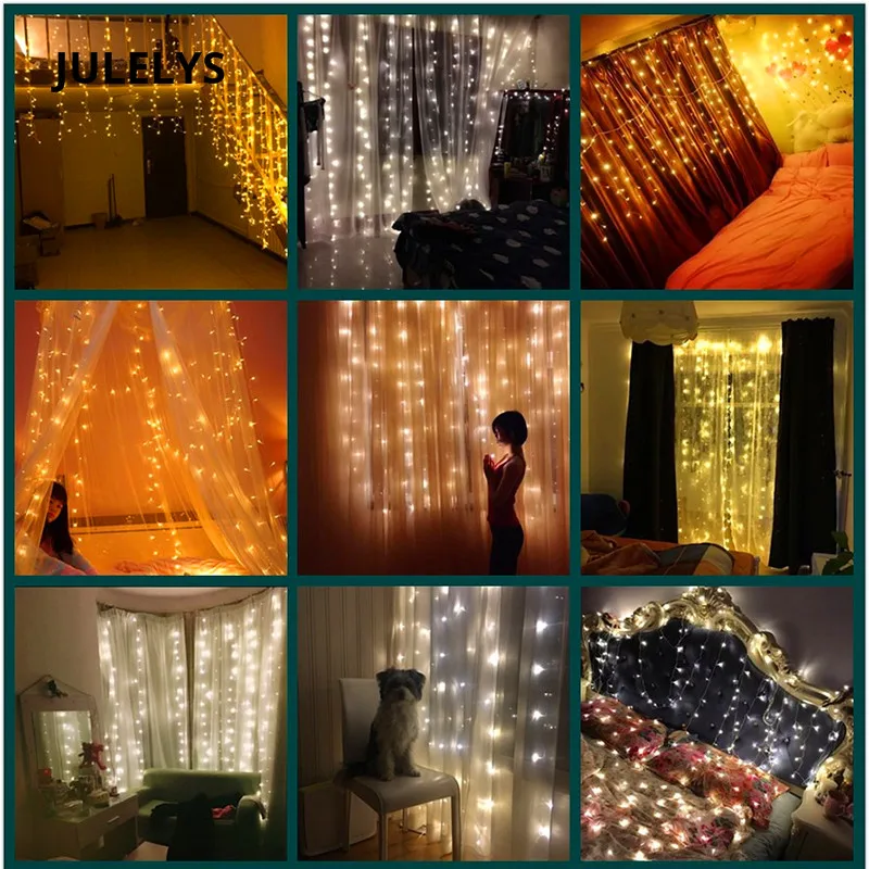 JULELYS 192 лампочки 4 м x 1 5 Рождественская гирлянда светодиодный светильник