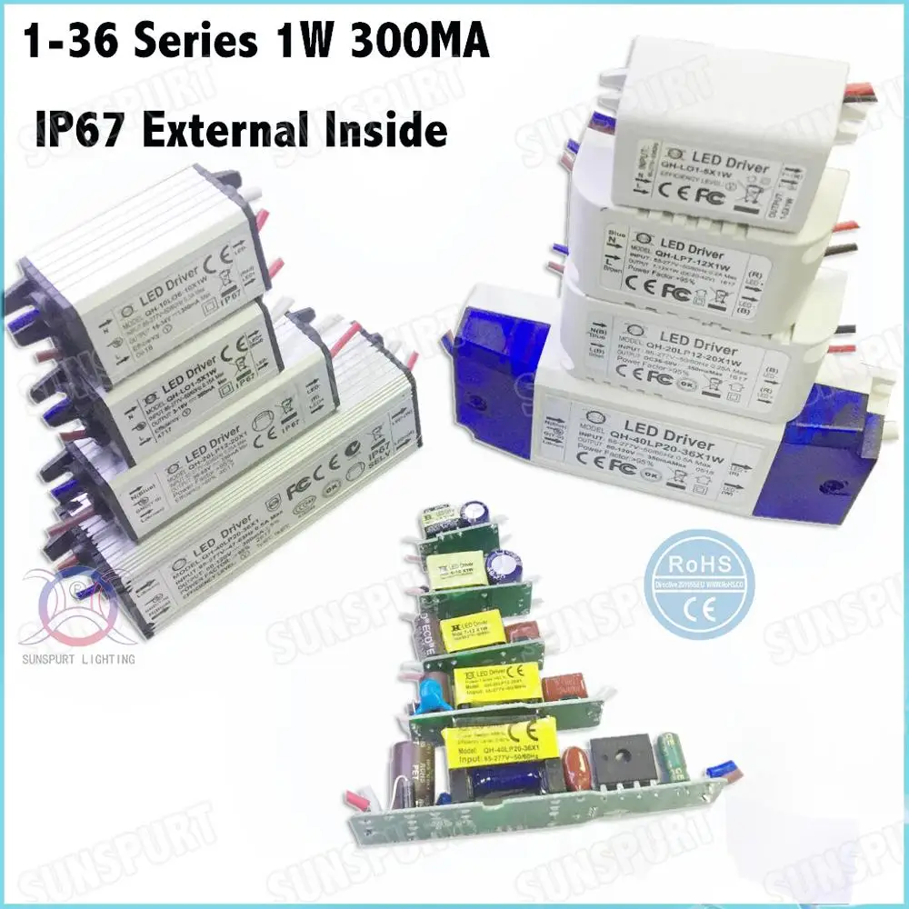 Внутри 1-36 Вт изоляция AC85-277V светодиодный драйвер 1-3x2W 3-6x2W 4-8x2W 7-13x2W 13-25x2W 450mA DC2-85V постоянного тока с бесплатной доставкой