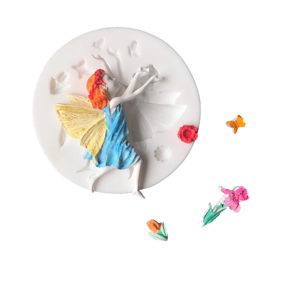 

Flower Fairy Shape Fondant Cake Silicone Mold Candy Chocolate Molds Cookies Pastry Mould Biscuits Baking Cake Decoration Tools