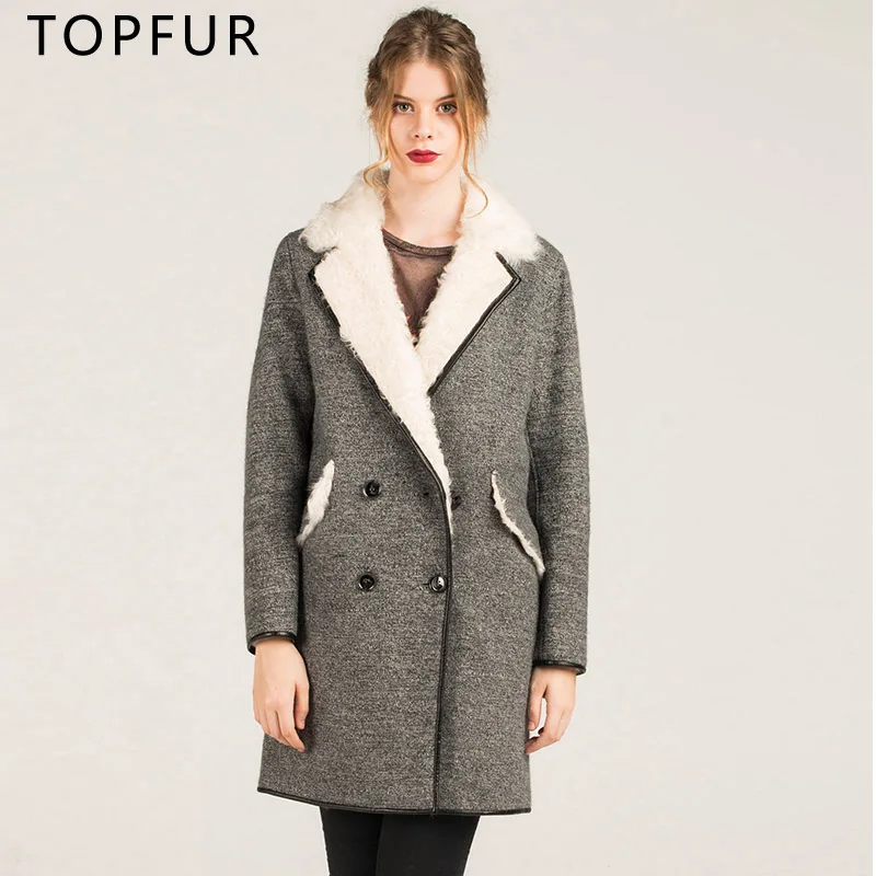 TOPFUR 2018 Новая модная Натуральная зимняя куртка с отделкой из меха для женщин