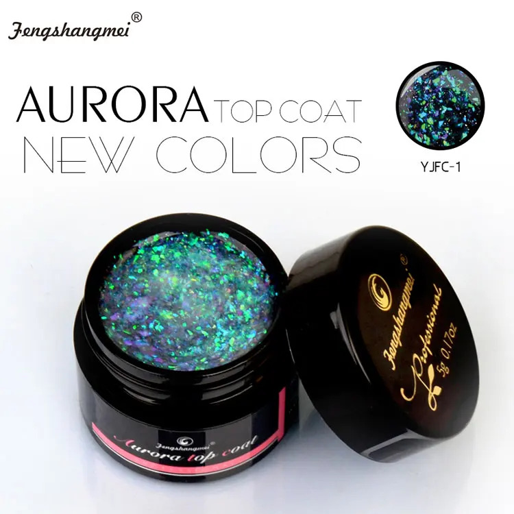 Профессиональный Гибридный Гель-лак для ногтей fengshangmei, 5 г, новинка, лак Aurora Top Coat, долговечный Блестящий Гель-лак с блестками - Цвет: YJFC-1
