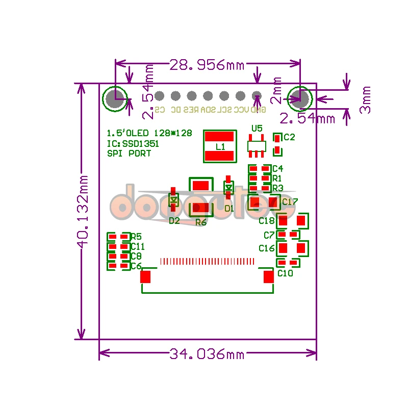Dongutec 1 5 Дюймовый 7PIN полноцветный OLED модуль дисплей экран SSD1351 привод IC 128(RGB)* 128
