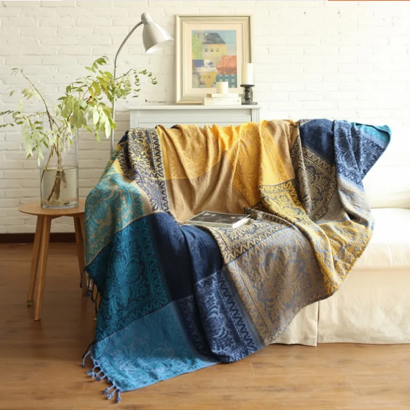 Чехол для дивана из красной синели большого размера в богемном стиле переносное