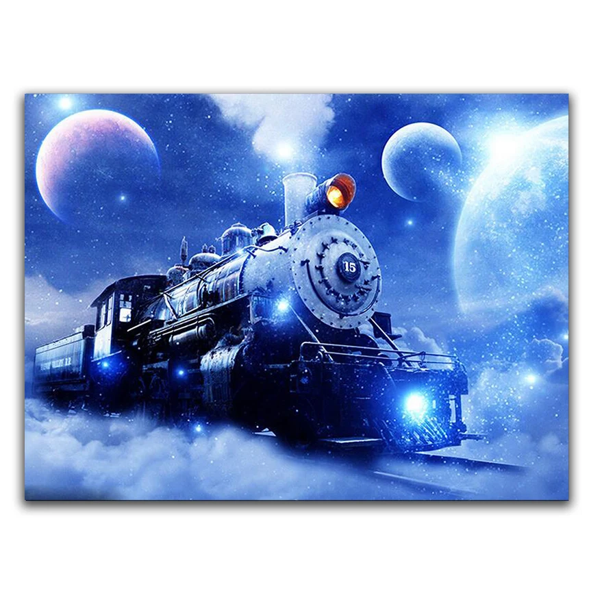 

100% Full square 5D Diy Daimond Painting "Sky Train" 3D Diamond Painting Round Rhinestones Diamant Painting Embroidery Cartoon