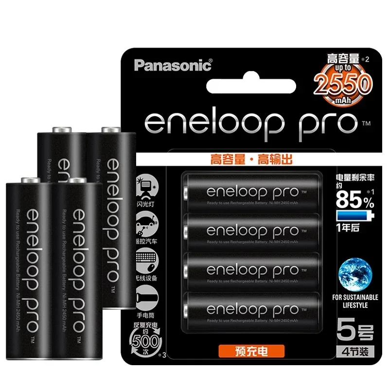 4 шт./лот Panasonic Eneloop Оригинальная батарея Pro AA 2550mAh 1,2 V Ni-MH камера Фонарик Игрушка предварительно заряженные аккумуляторные батареи