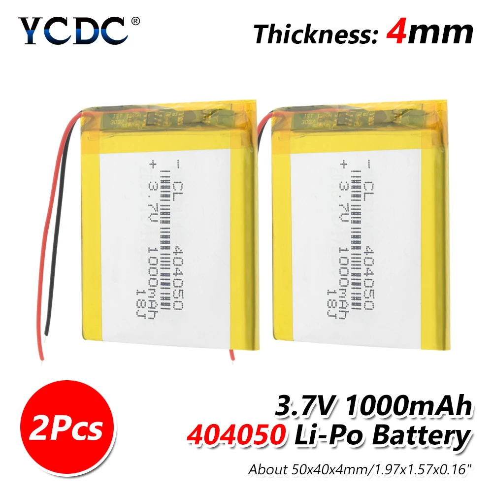 3,7 V 1000mAh 404045 литиевая батарея Li-Po полимерная батарея литиево-ионная Lipo для MP3 MP4 gps электрическая игрушка DVD планшет - Цвет: 2 Pcs