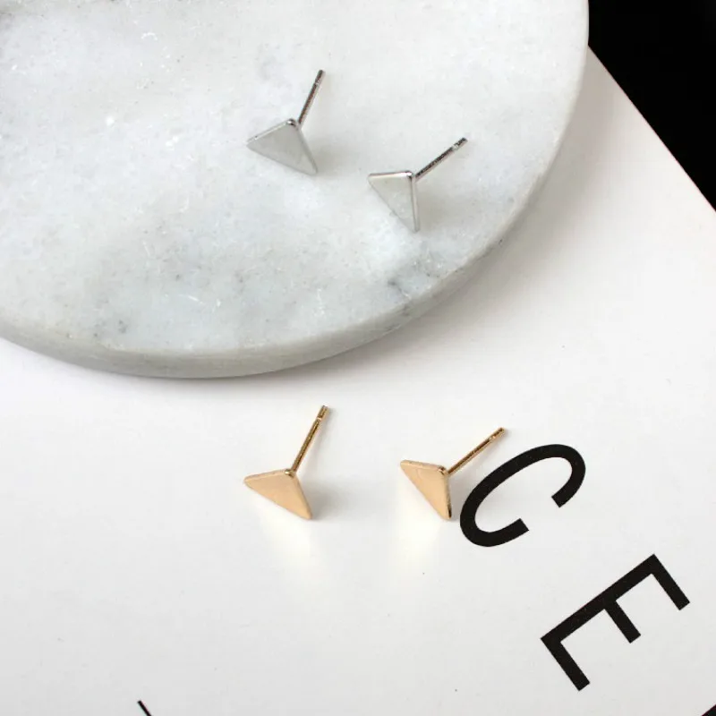 Женские Треугольные Серьги гвоздики золотистые и Серебристые серьги в западном