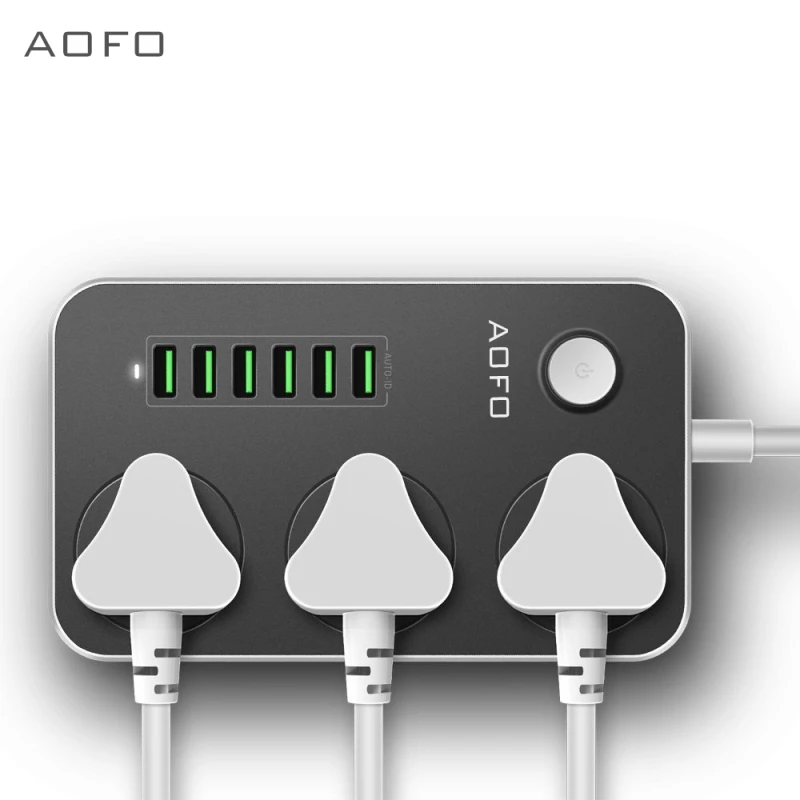 Разъем питания с 3-сторонней розеткой 6 usb-портов Защита от перенапряжения плата 2
