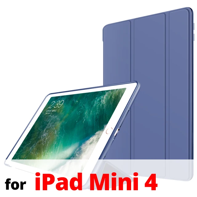 Чехол для iPad Mini 4 7," с магнитной подставкой из искусственной кожи, силиконовый мягкий чехол-накладка из ТПУ для iPad Mini 1 Mini 2 Mini 3, умный чехол - Цвет: Navy Mini 4