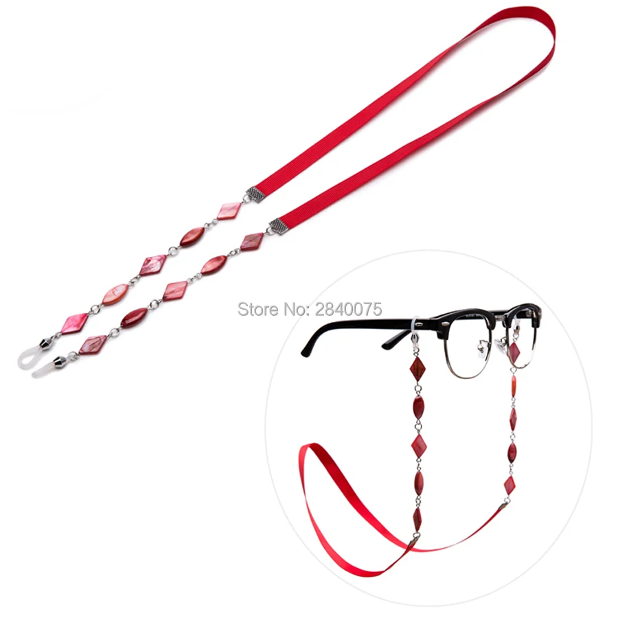 

Beautiful Red Shell beaded with Ribbon Sun glasses chain Anti-slip eyewear cord