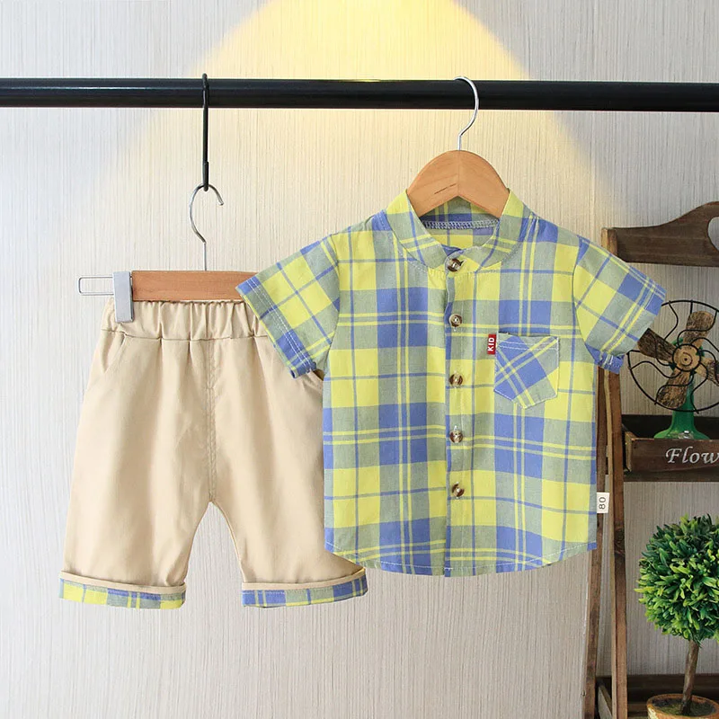 2019 комплект одежды для маленьких мальчиков летняя одежда рубашка с цветными