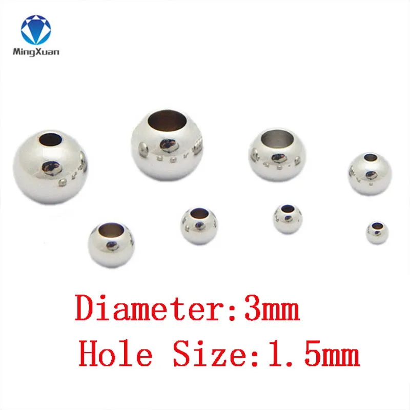 3x1.5mm 100 шт./лот 3/4/5/6/8/10 мм Серебряный Нержавеющая сталь разделительные бусины с большими отверстиями, кулоны А-1,2-5 мм подходит для браслеты с подвесками Браслеты ювелирных изделий - Цвет: 3x1.5mm