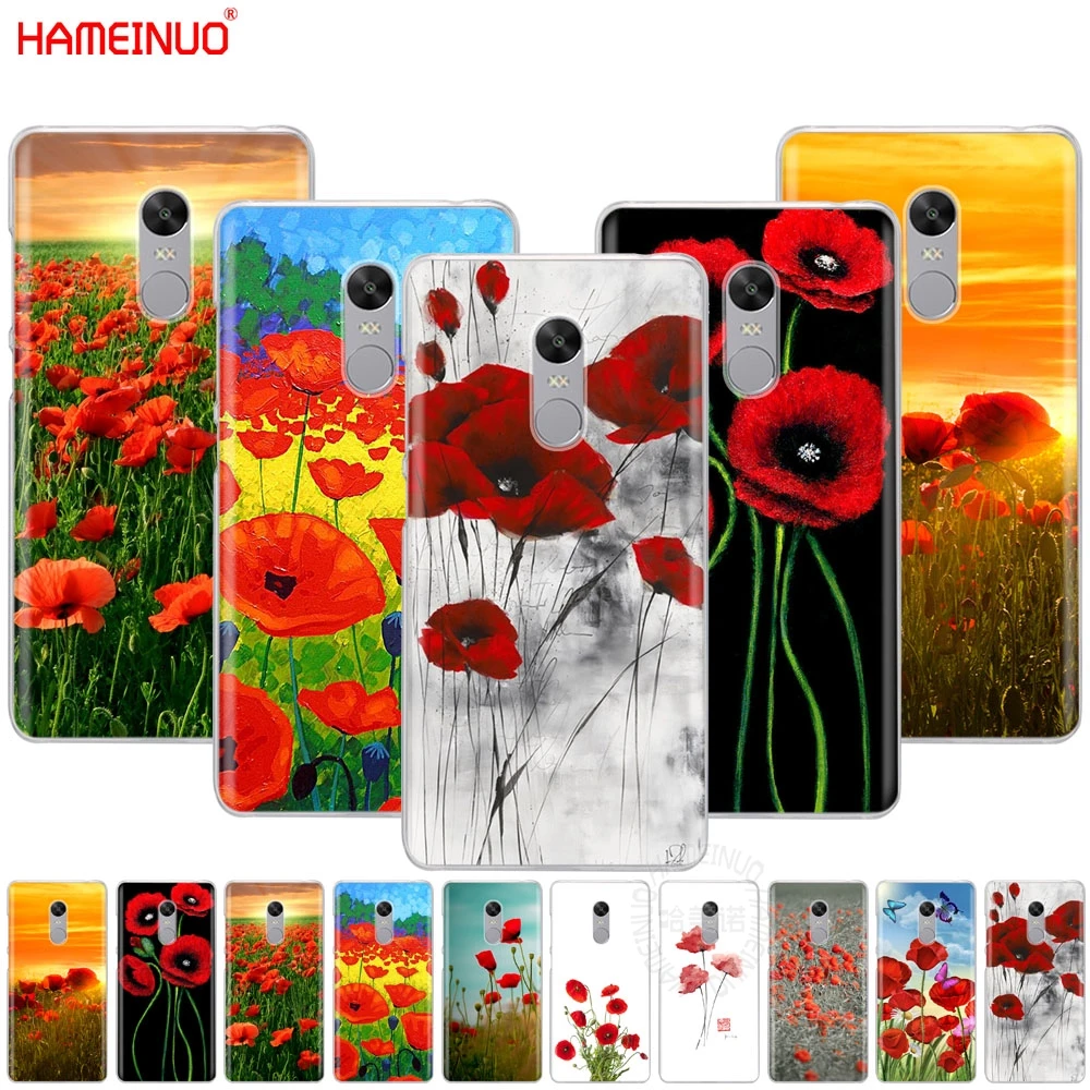 HAMEINUO Красный мак цветочный узор чехол для телефона Xiaomi redmi 5 4 1 1s 2 3 3s pro PLUS note 4X 4A