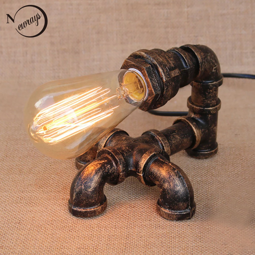 Арт деко креативная черная мастерская настольная лампа e27 110v 220v винтажные