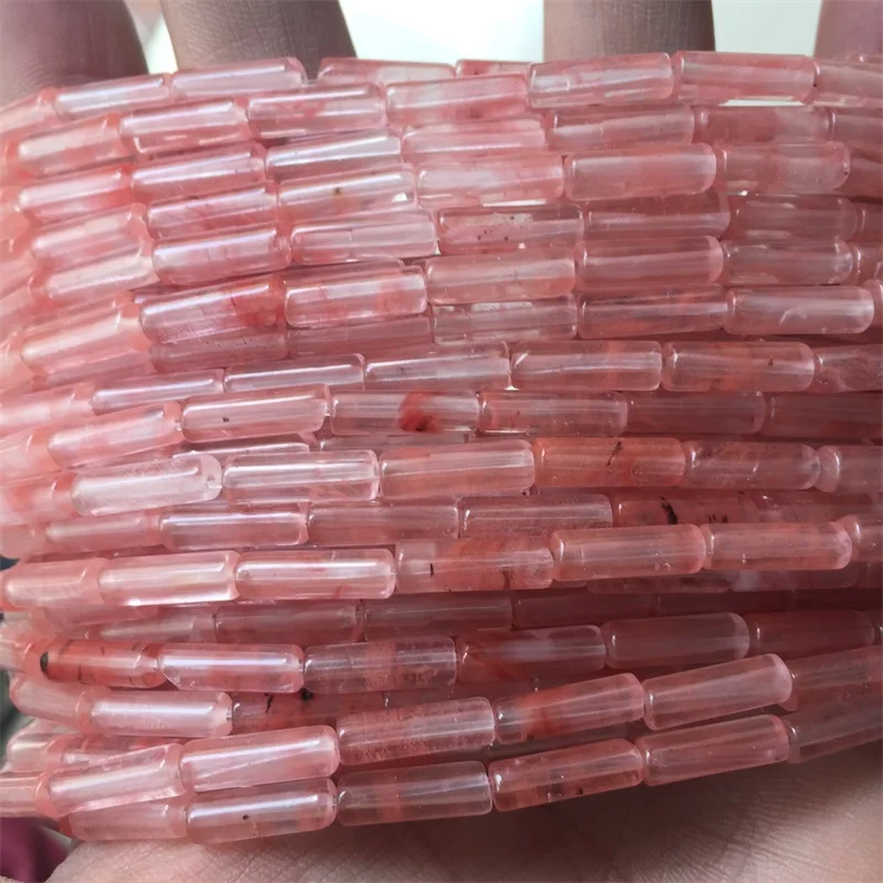 Watermelon Quartz Бусины из натурального камня 4*13 мм, Европейский бисер, длинные бусины с двумя отверстиями для ожерелья, браслетов, ювелирных изделий, сделай сам, подарок - Цвет: Watermelon Quartz
