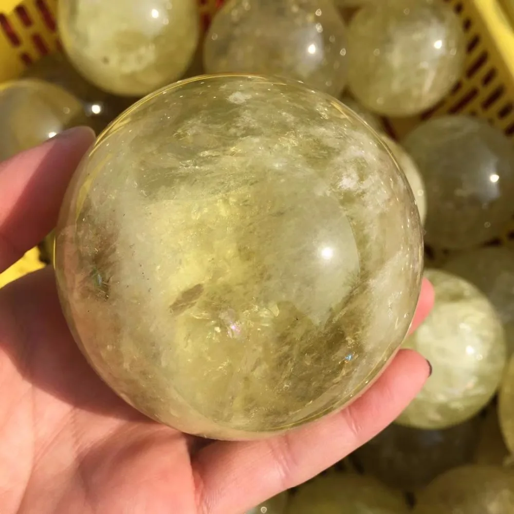 Прямая поставка натуральный цитрин кварцевый кристалл драгоценный камень сфера