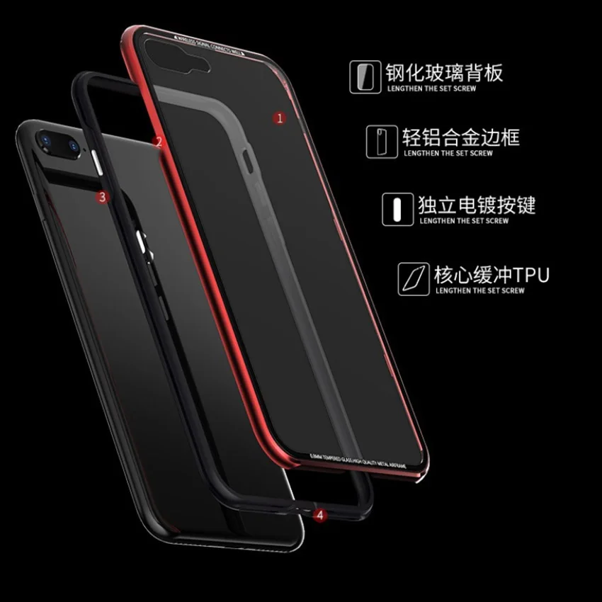 R-just металлический бампер из ТПУ с защитой от царапин для iPhone 8 стеклянная задняя