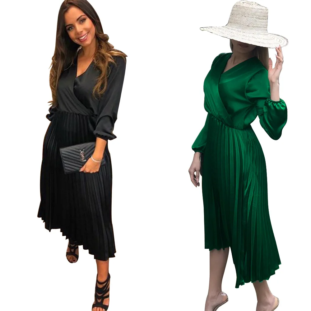 

Sexy Off Shoulder Pleated Dresses Long Party Dress Maxi V Neck Summer Elegant 2019 Vestidos