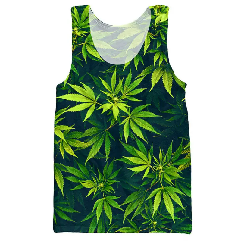Fashion Men's Clothing Summer Style 3d Weed Leaf Tank Tops Print Hemp Sexy Jersey Bodybuilding Stringer Singlet Sleeveless Shirt