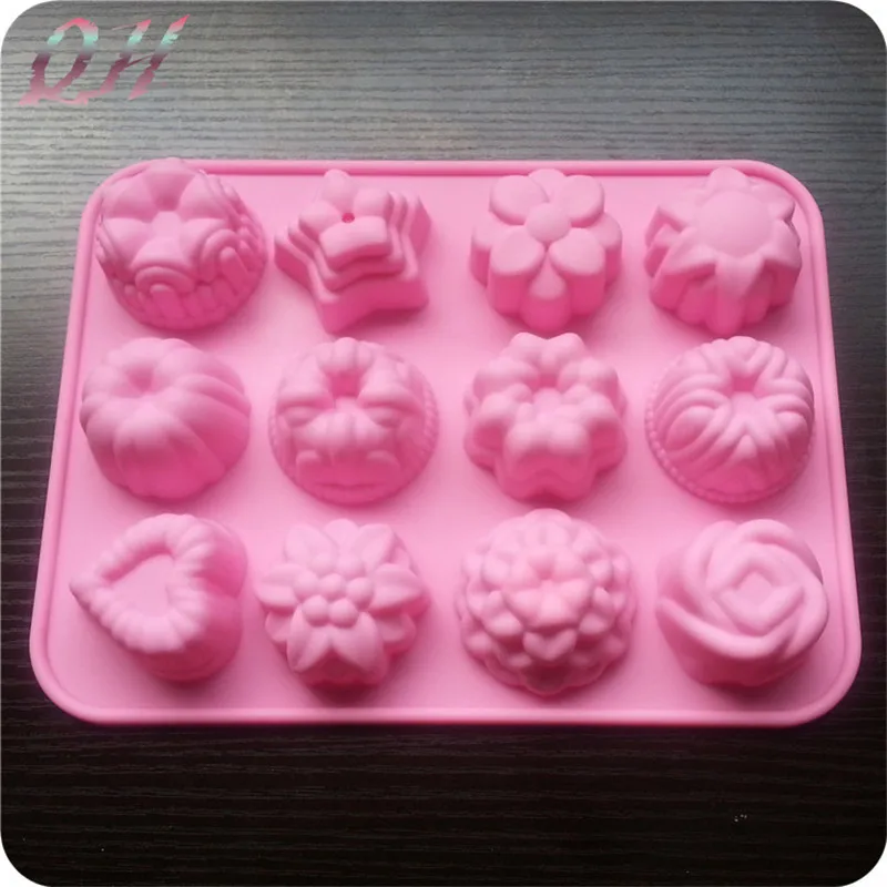 Лидер продаж в форме цветка Форма для пирога Силиконовые Muffin Случаи Конфеты Желе