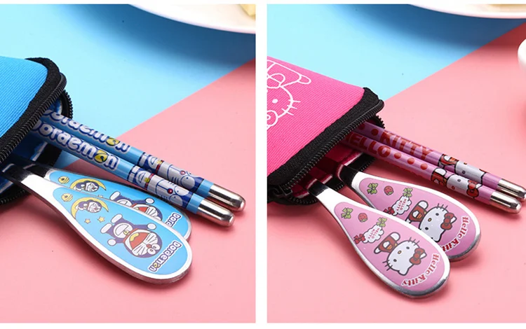 Модная посуда, столовые приборы, кухонная посуда hello kitty, вилка, ложка, набор ножей, Мультяшные Портативные подарки, наборы посуды из нержавеющей стали