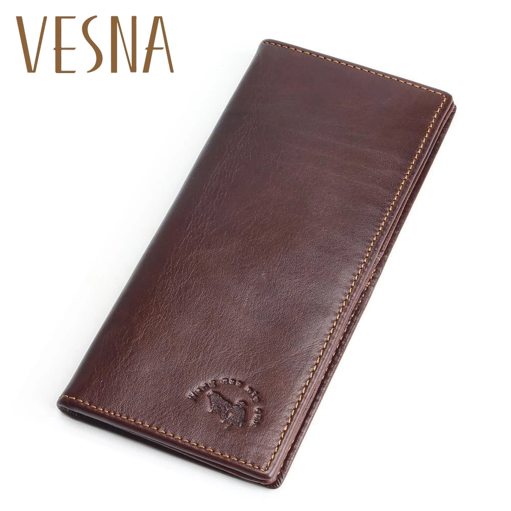 

Men Wallets Genuine Leather Top Cowhide Men's Long Wallet Clutch Wrist Bag Card Holder Coin Purse